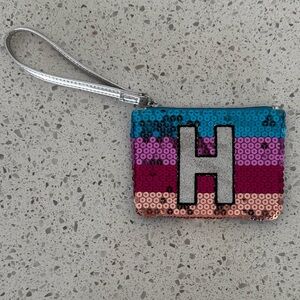 Sequin Wristlet with H Initial